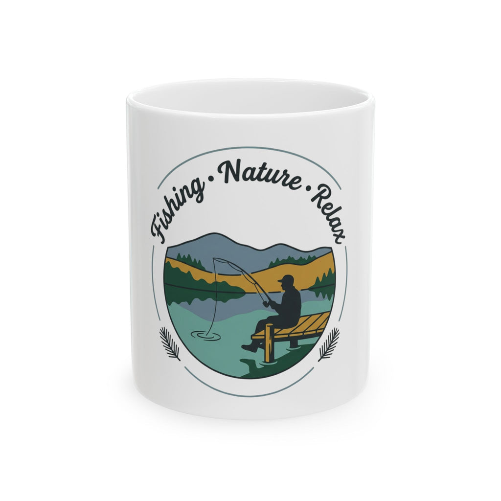 Fishing Nature Relax Ceramic Mug — Outdoor Lake Fishing Coffee Cup (11oz, 15oz)