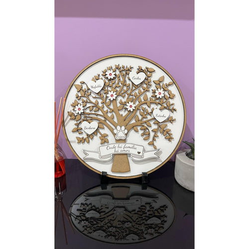 Árvore de Família Personalizada 30cm – Nomes de Familiares e Animais