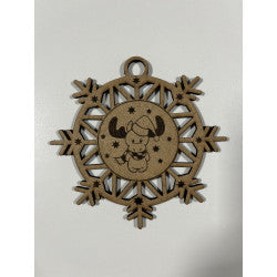 Bola de Natal MDF - Floco de Neve com Rena