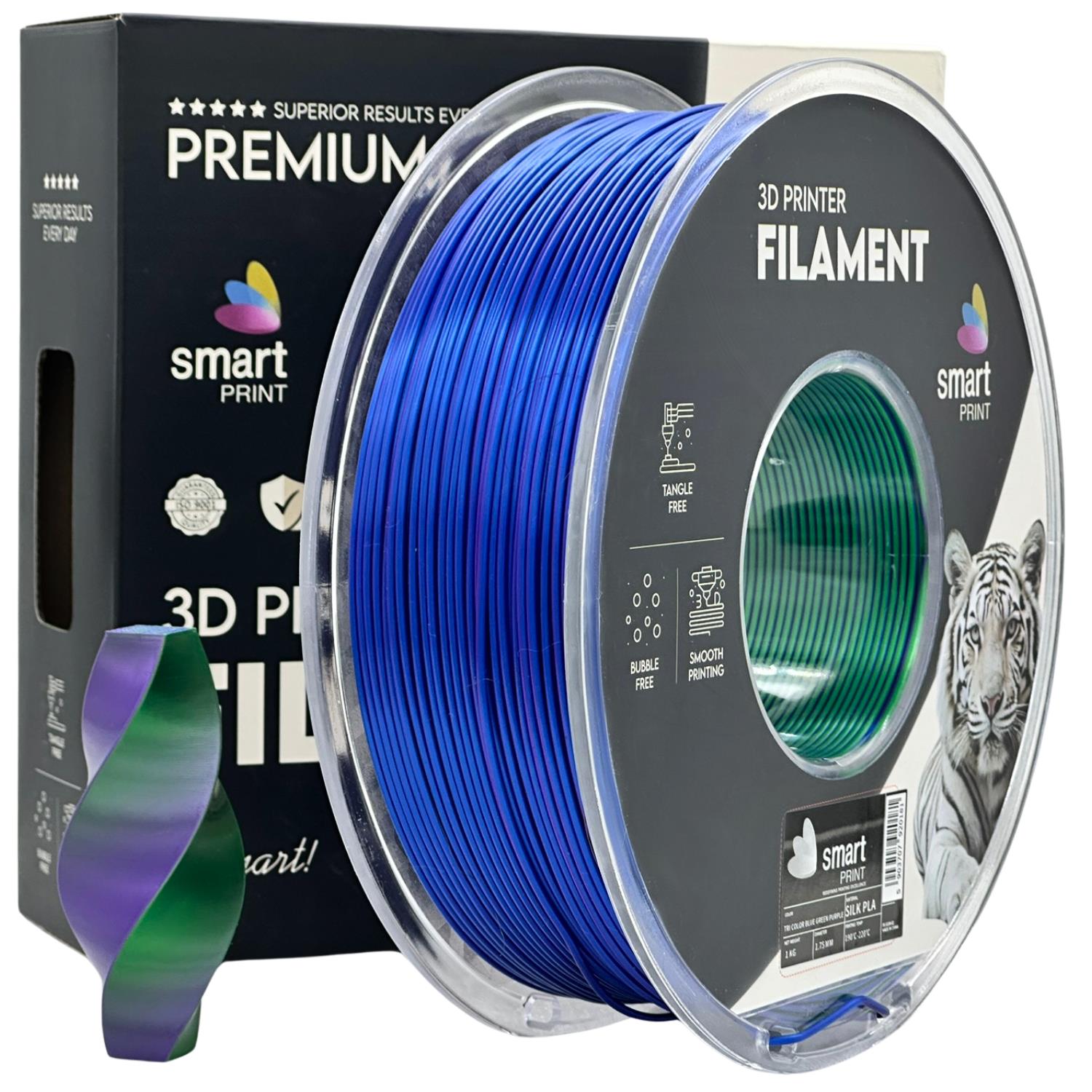Silk PLA Tri Color blue green purple | Smart Print