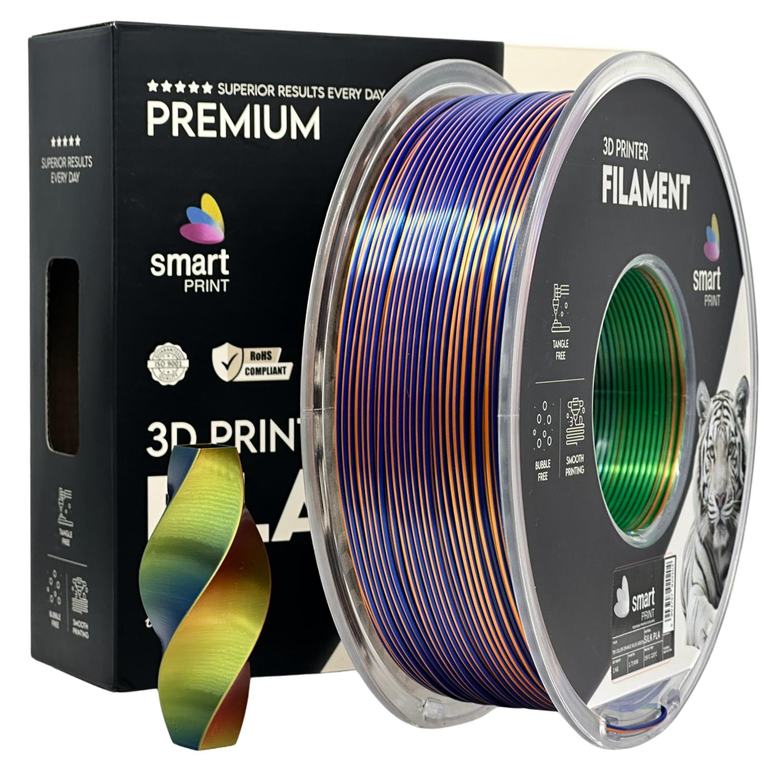 Silk PLA Tri Color orange blue green | Smart Print