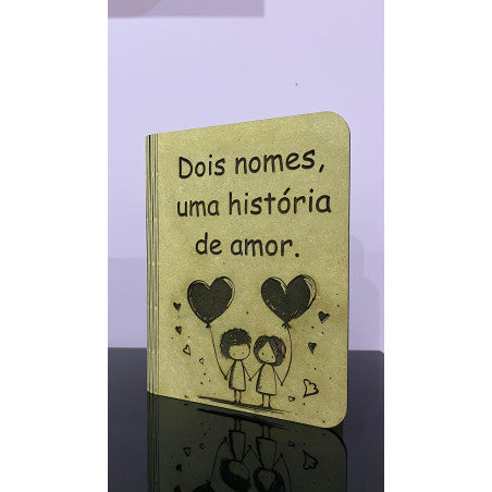 Livro do Amor Gravado a Laser em Madeira – Presente Personalizado